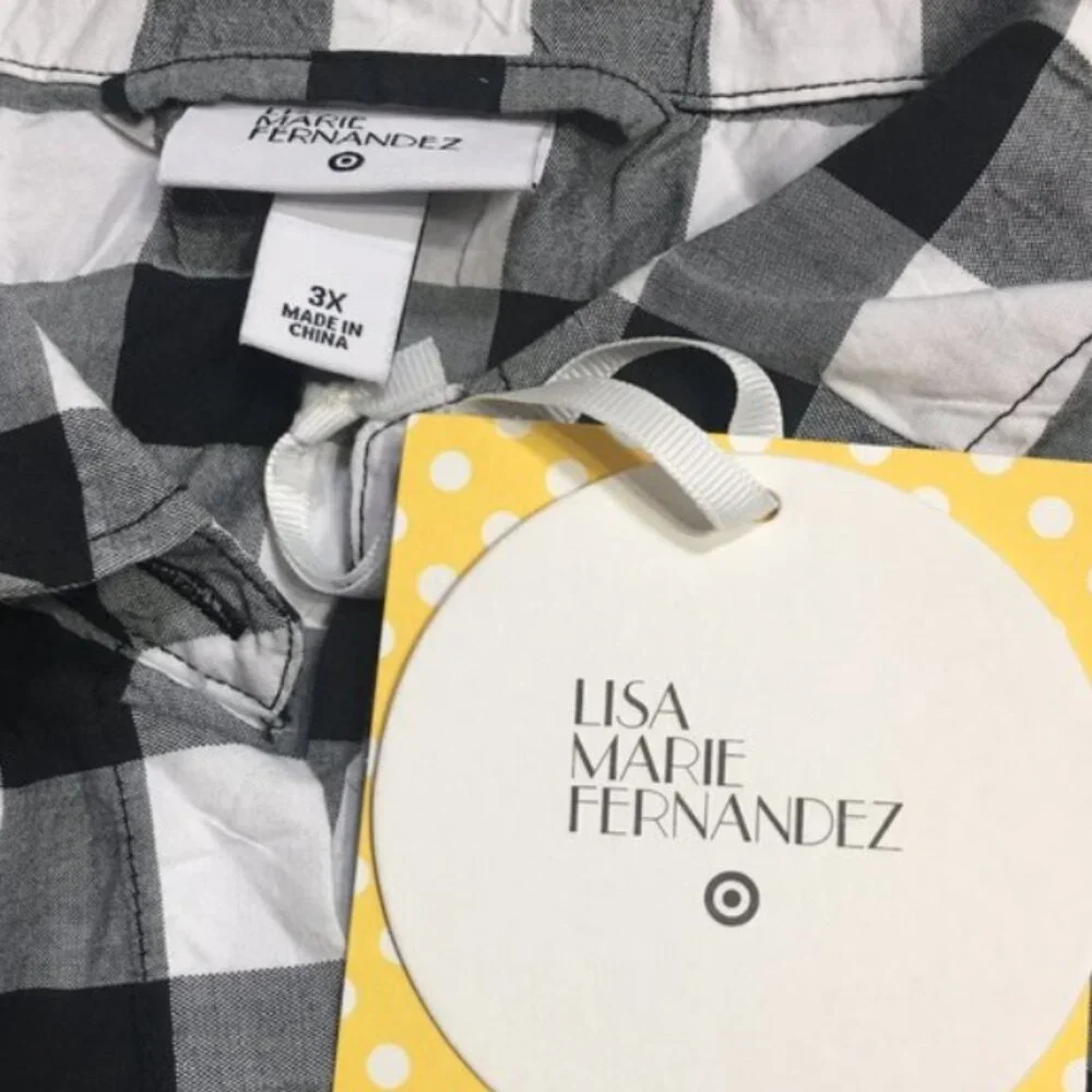 Lisa Marie Fernandez x Target Black White Gingham Checkered Shirt Dress NWT 3X - Picture 4 of 4